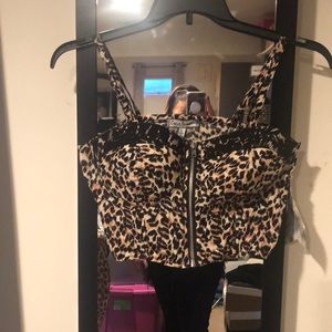 Leopard Bustier Zipper down middle